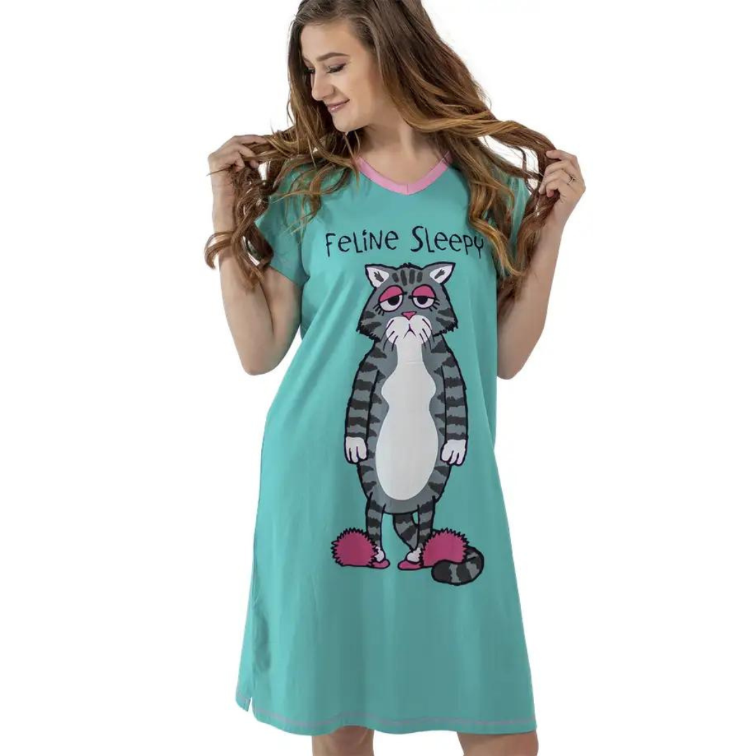 lazy one feline sleepy night shirt